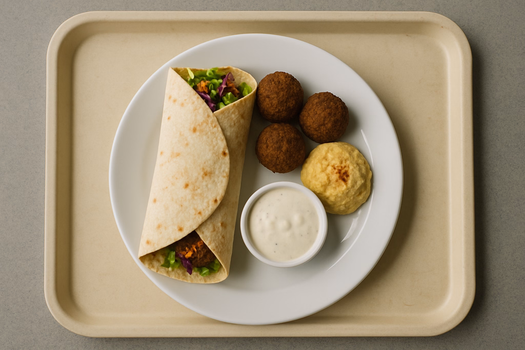 Wrap - Oriental mit Falafel und pikantem Hummus und Dip (AI Generated)