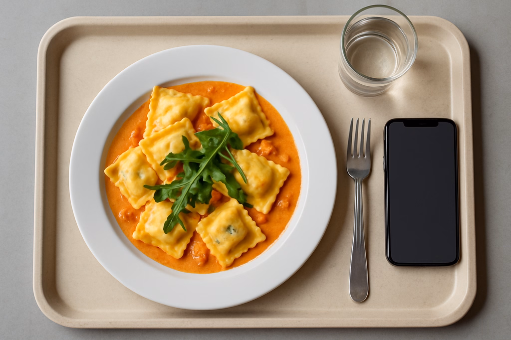 Ravioli Ricotta é Rucola an Tomatenrahmsoße (AI Generated)
