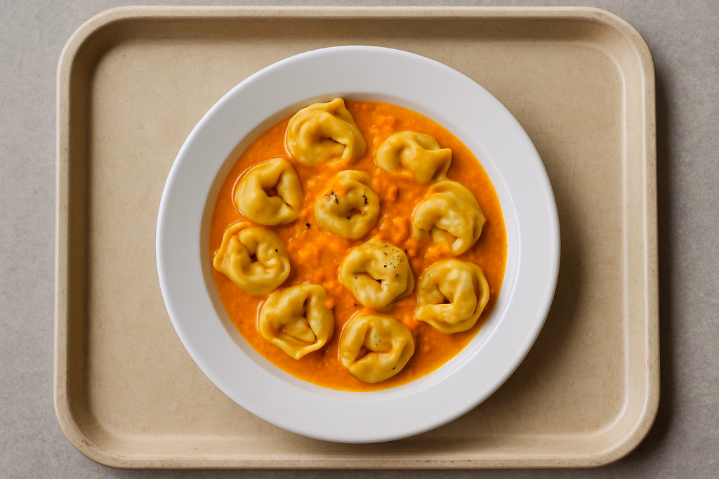 Tortelloni "Quinoa" mit Kokos - Karottensoße (AI Generated)