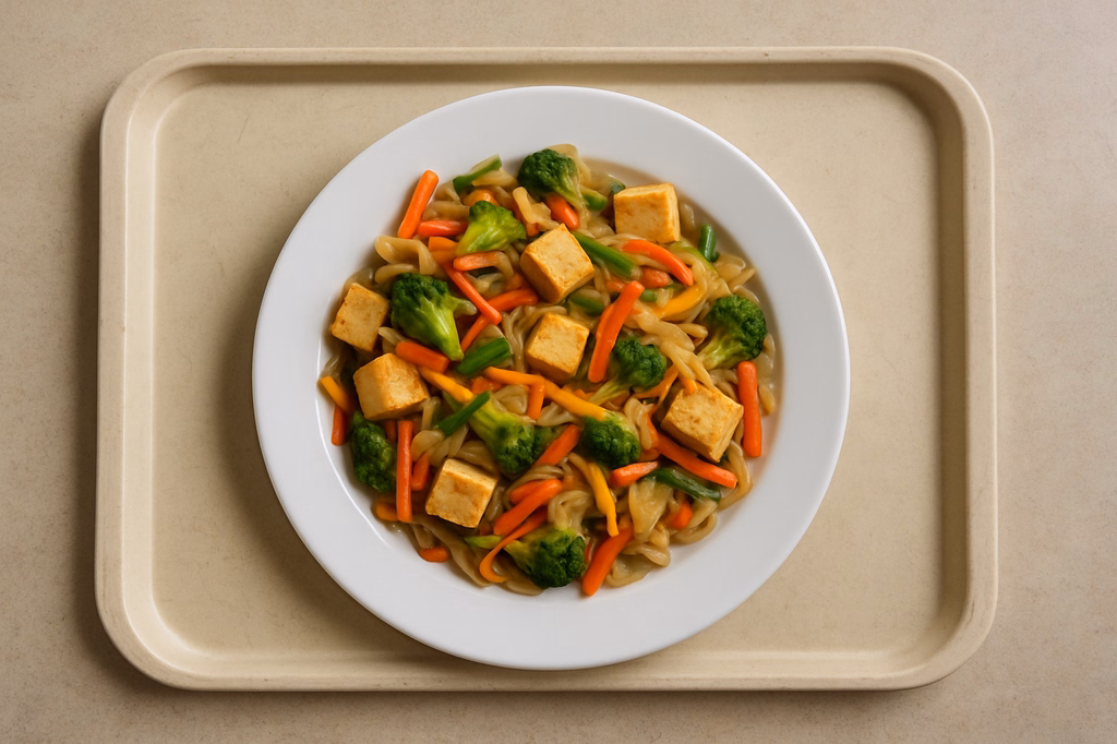 mensaVital: Asiatische Gemüsepfanne mit Tofu und Glasnudeln (AI Generated)