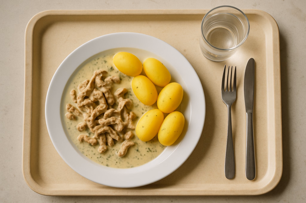 Schweinegeschnetzeltes in Kräuterrahmsoße (AI Generated)