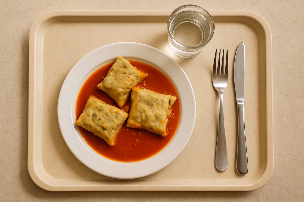 Gemüsemaultaschen mit Tomatensoße (AI Generated)