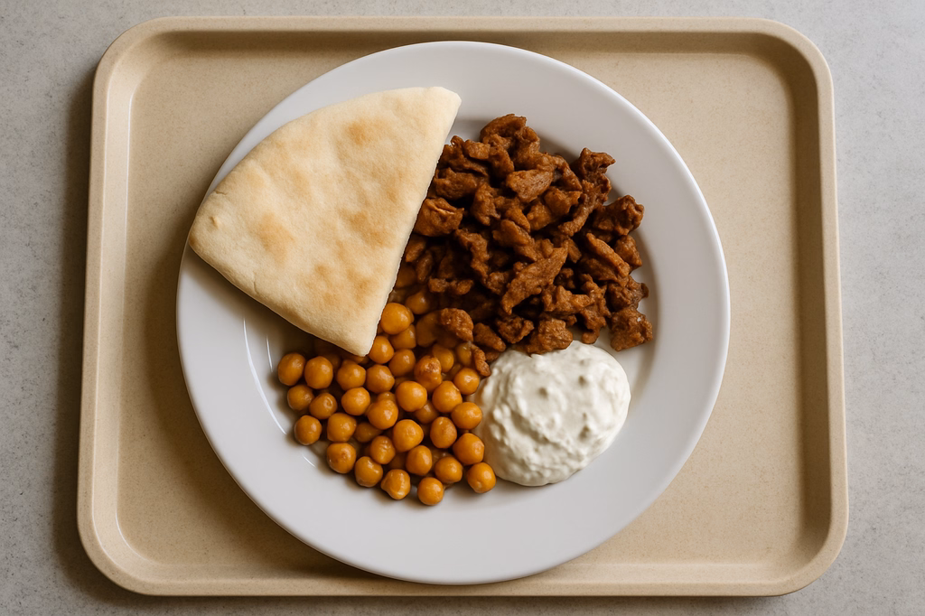 Pita mit Gyros - Kichererbsen und veganem Dip (AI Generated)
