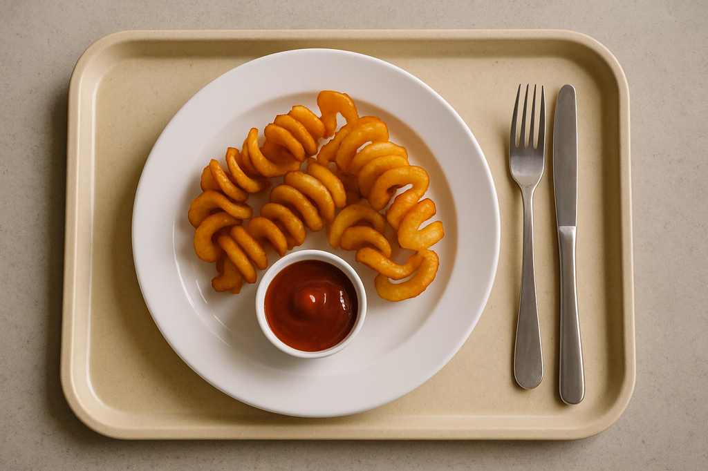 Gebackene Kartoffelspiralen mit Barbecue - Dip (AI Generated)