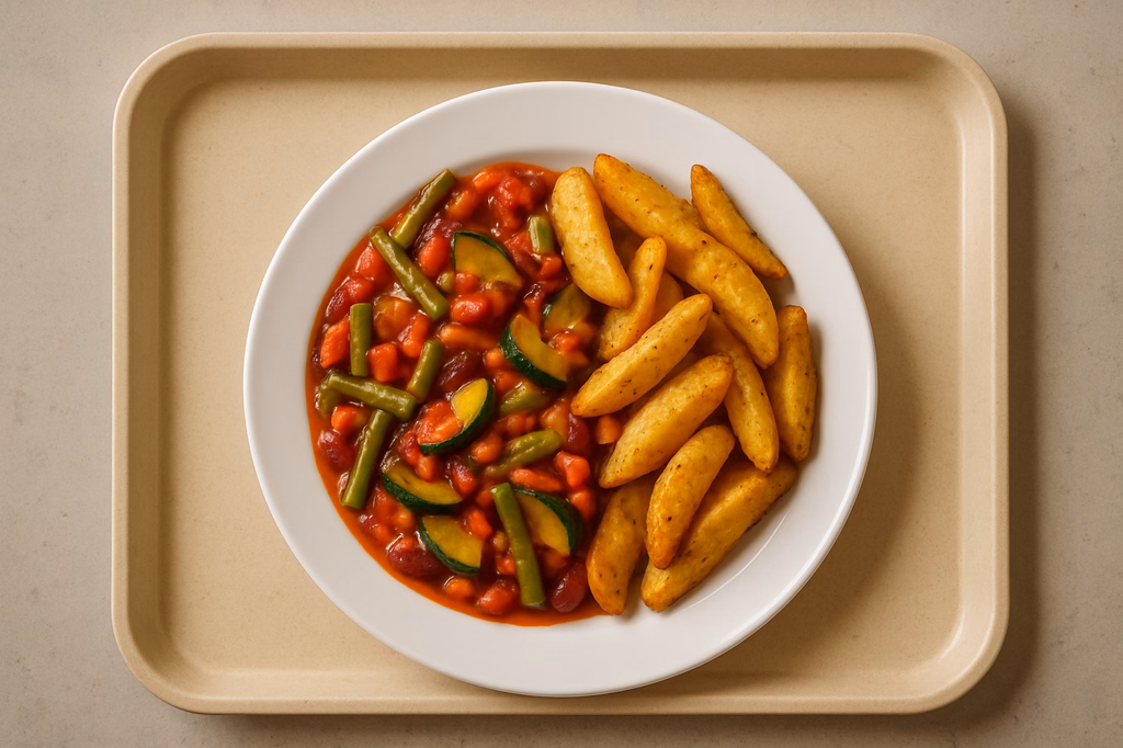 mensaVital: Bohnen - Zucchini - Chili mit Patatas (AI Generated)