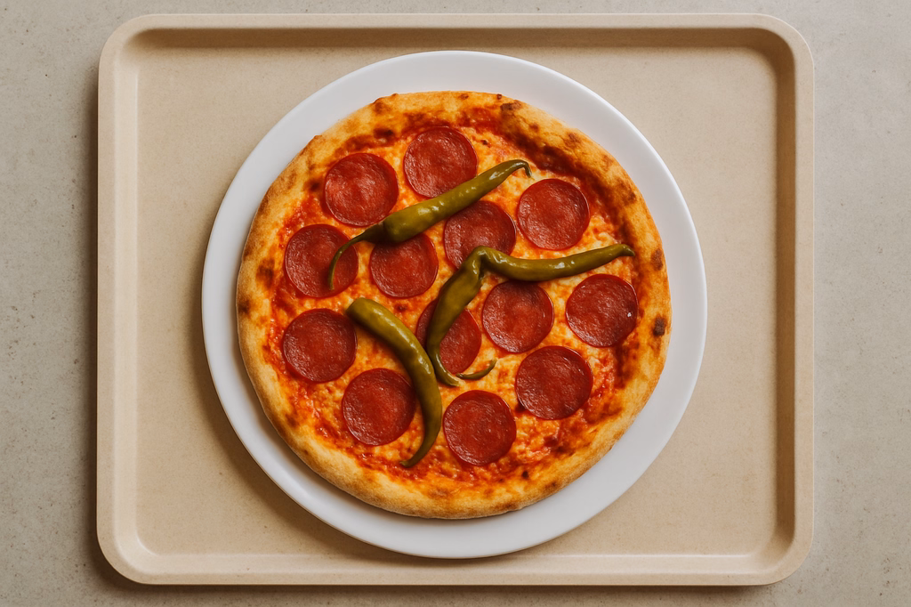 Pizza Diavolo mit Peperonisalami und Peperoni (AI Generated)