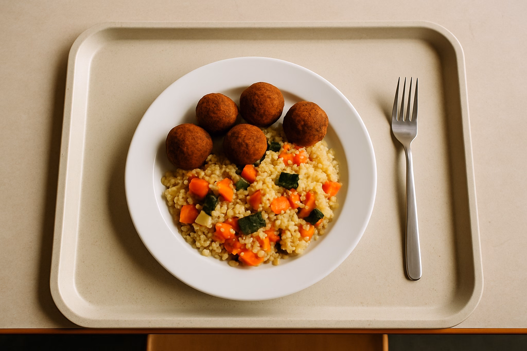 Falafelbällchen auf Couscous Gemüse (AI Generated)
