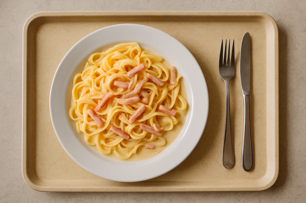 Pasta an Sahnesoße mit Schinkenstreifen (AI Generated)