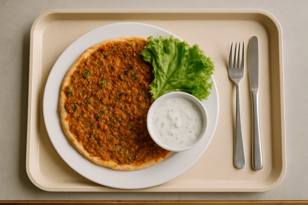 Lahmacun vegetarisch mit Minzjoghurt (AI Generated)