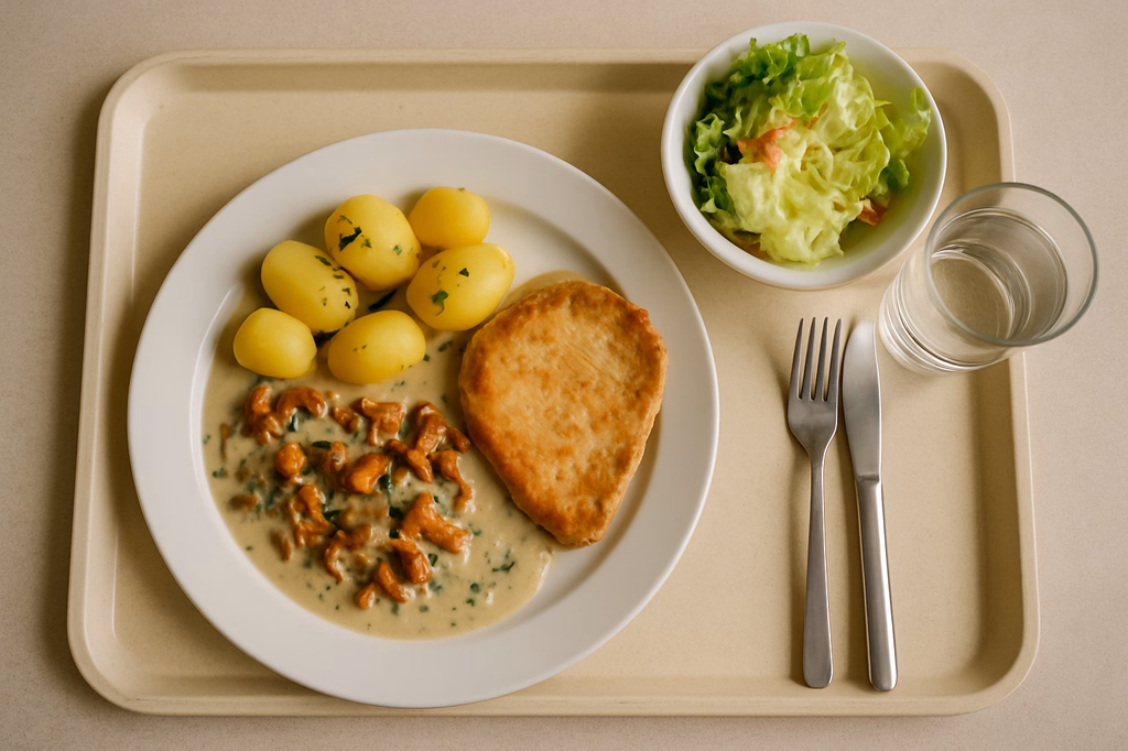 Putenbruststeak mit frischen Pfifferlingen in Kräuterrahmsoße (AI Generated)