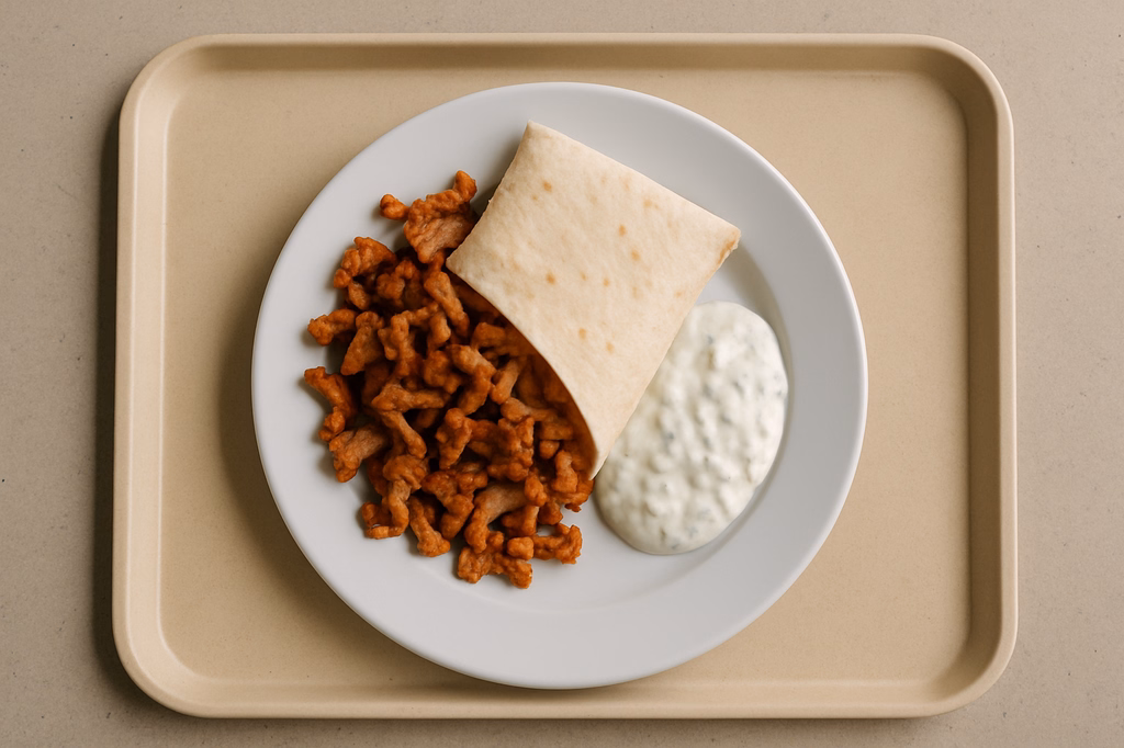 Wrap "Mykonos" mit Putengyros und Tsatsiki (AI Generated)