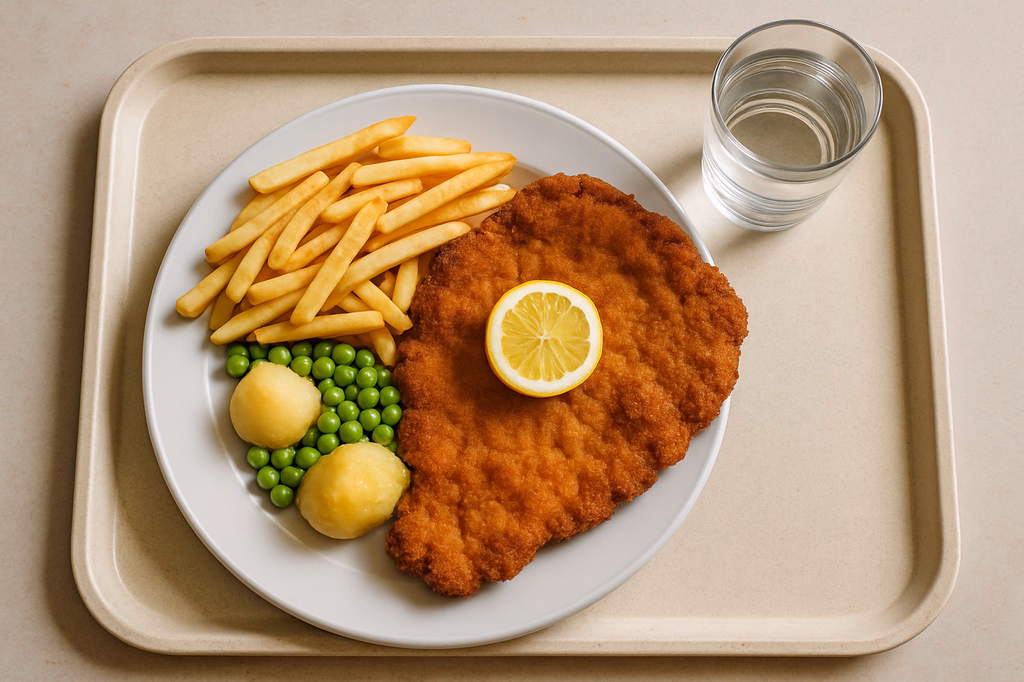 XXL-Schweineschnitzel paniert mit Zitrone (AI Generated)
