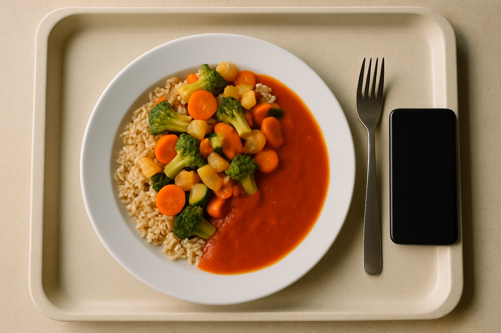 mensaVital: Fruchtige Vollkornreis - Gemüsepfanne mit Tomatensoße (AI Generated)