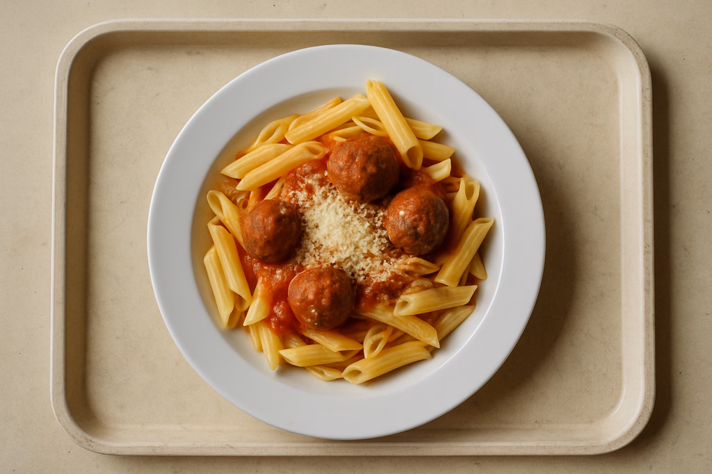 Pasta mit Hackbällchen & Grana Padano (AI Generated)