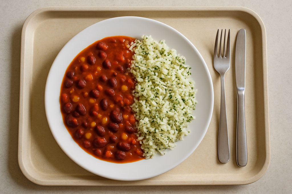 mensaVital: Chili sin Carne mit Kräuterreis (AI Generated)