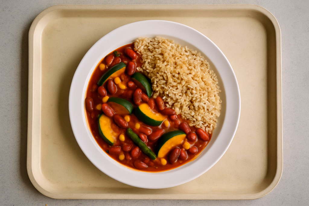 mensaVital: Bohnen - Zucchini - Chili mit Vollkornreis (AI Generated)