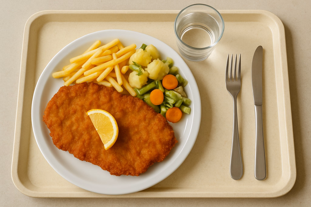 XXL-Schweineschnitzel paniert mit Zitrone (AI Generated)
