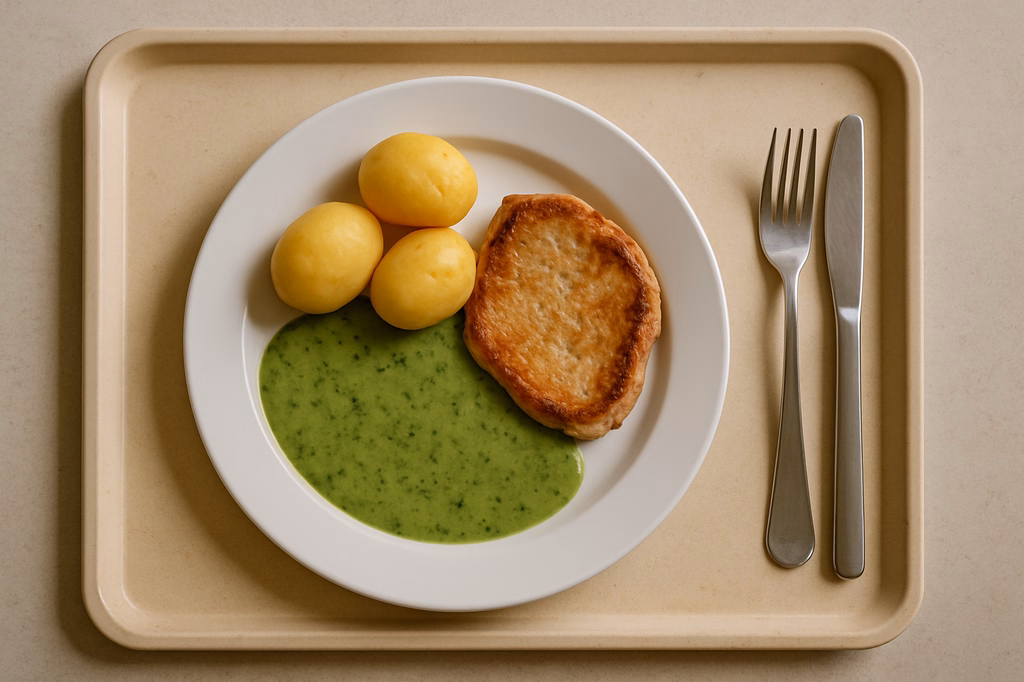 Schweinerückensteak an Bärlauchsoße (AI Generated)