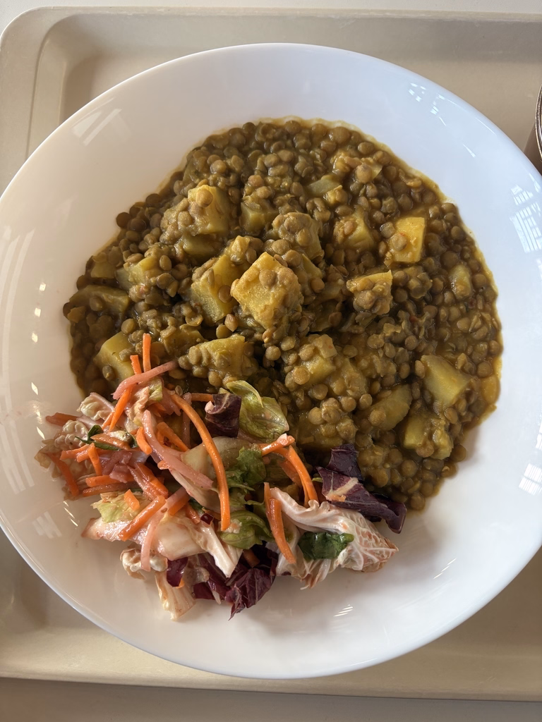 mensaVital: Linsen - Kartoffel - Kokos - Pfanne, dazu einen Blattsalat mit Himbeervinaigrette - Image 1