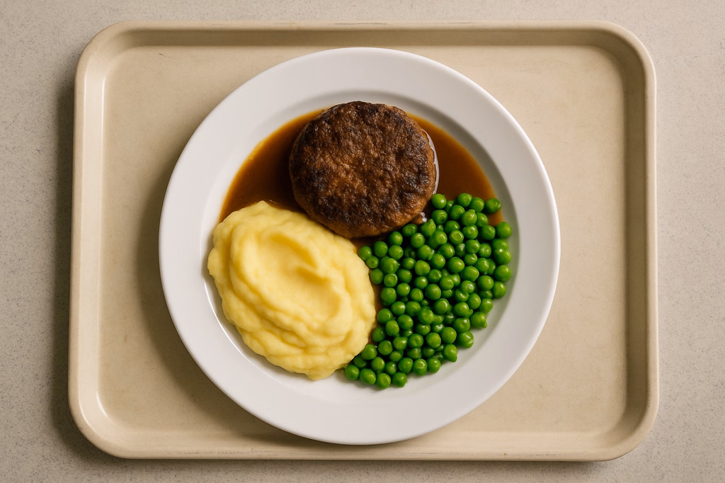 Rinderhacksteak mit Bratenjus und hausgemachtem Kartoffelpüree (AI Generated)