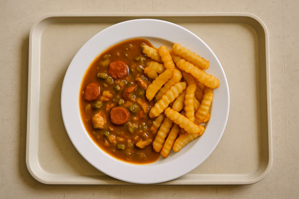 Louisiana Gumbo mit Crinkle Wedges (AI Generated)