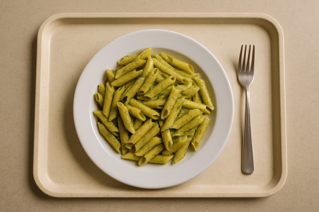 Pasta mit Pestosoße "Genovese" mit Pestosoße "Genovese" (AI Generated)