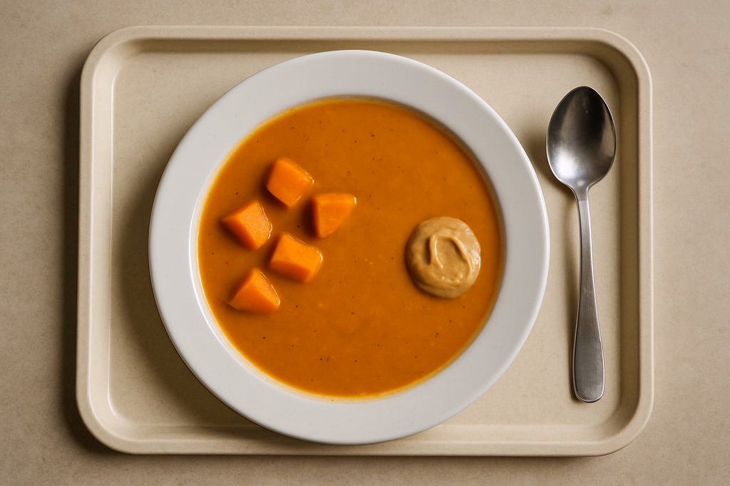 Leicht scharfe Süßkartoffelsuppe mit Erdnußbutter (AI Generated)