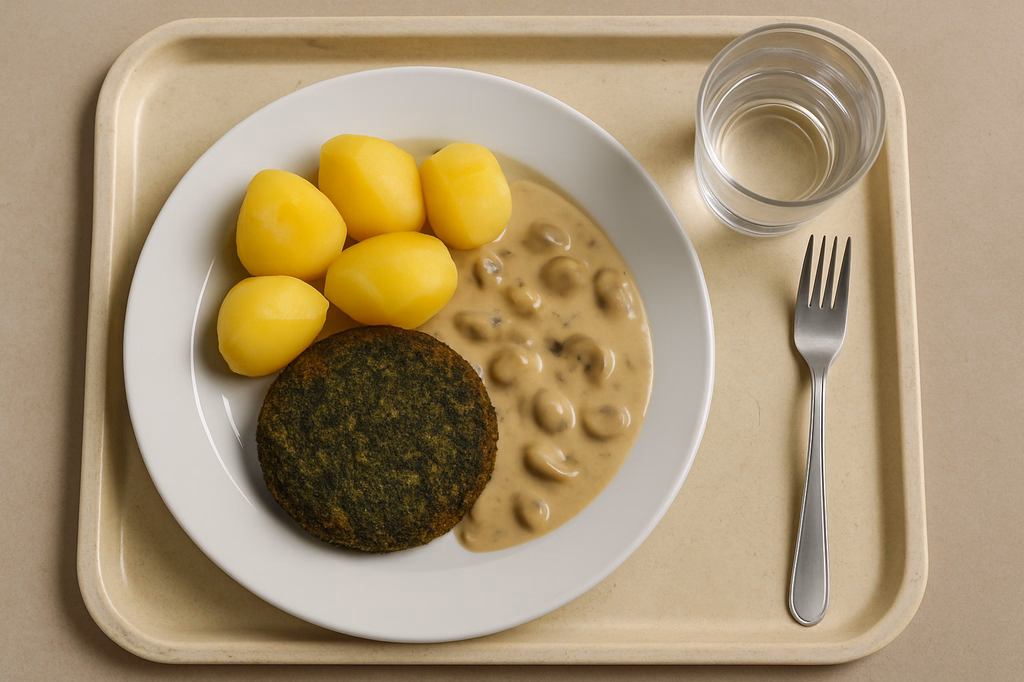 Grünkohl - Hanfbratling mit veganer Champignonrahmsoße (AI Generated)