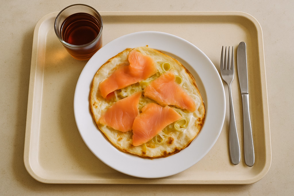 Flammkuchen mit Räucherlachs und Lauch (AI Generated)