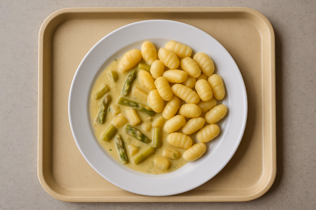 Gnocchi aus der Pfanne mit Spargelgemüsesoße (AI Generated)