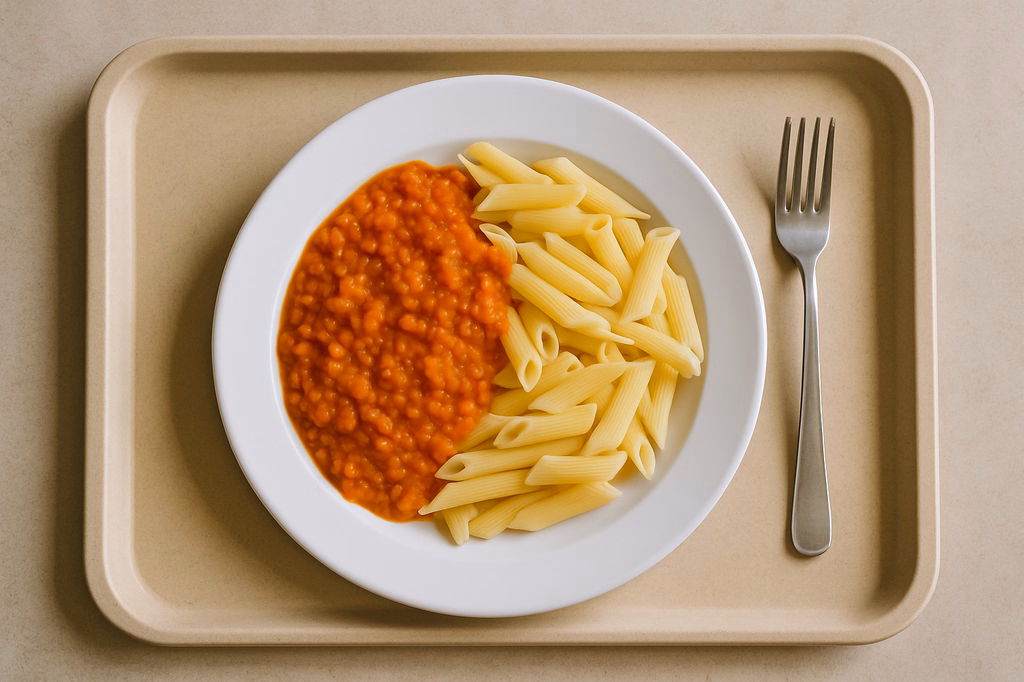 Pasta mit Ragout von roten Linsen (AI Generated)