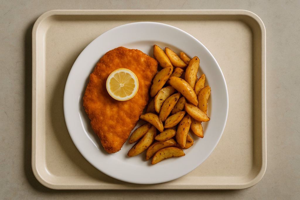 Schnitzel "Wiener Art" vom Schwein Country Wedges (AI Generated)