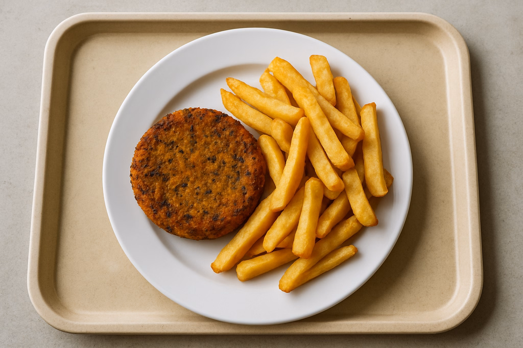 Kürbis Chiasamen "Veggie Burger" Steakhouse Pommes (AI Generated)