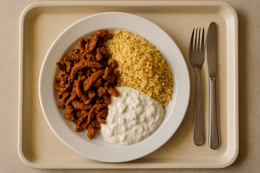 mensaVital: Sojagyros mit hausgemachten Tsatsiki vegan & Couscous (AI Generated)