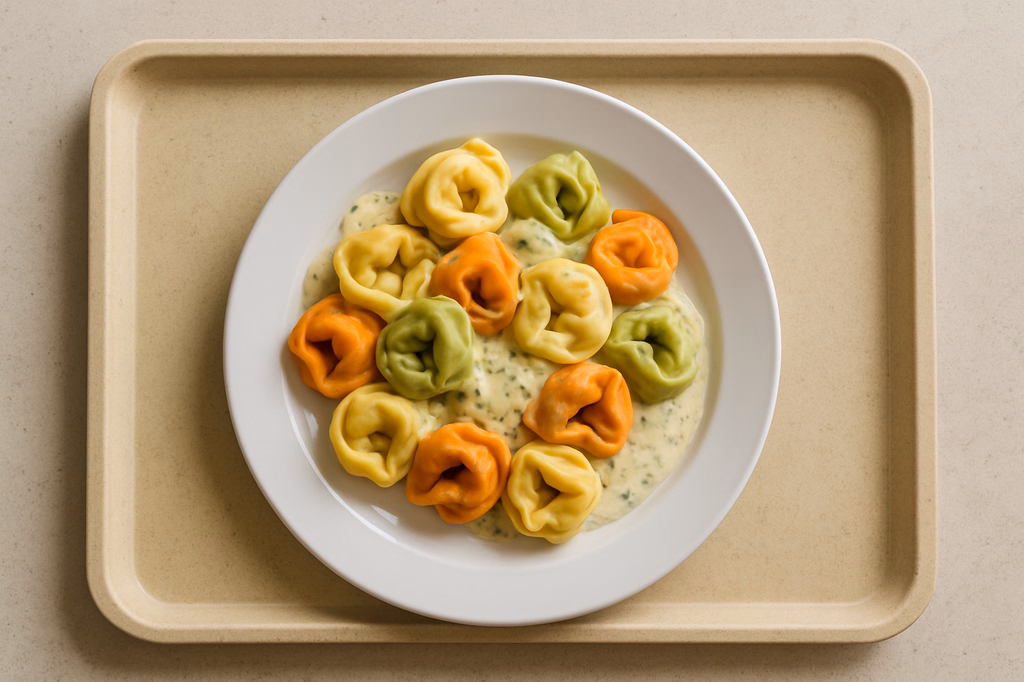 Tortelloni "Tricolore" Kräuterfrischkäsesoße (AI Generated)