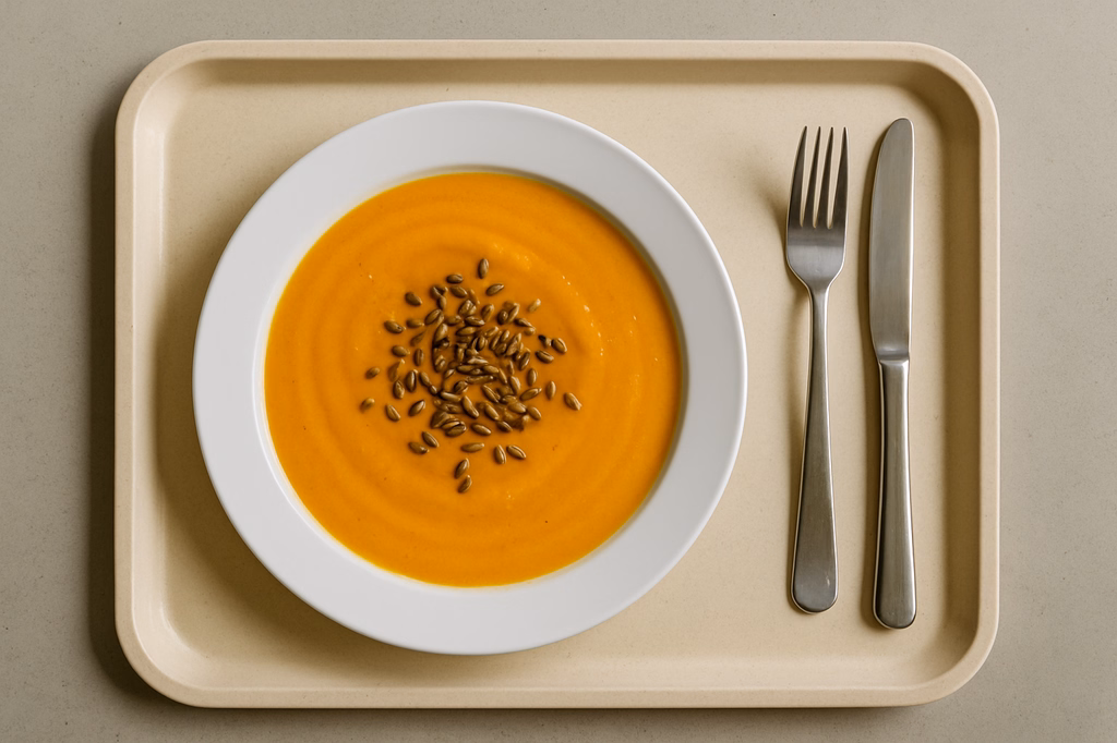 Karottencremesuppe mit gerösteten Sonnenblumenkernen (AI Generated)