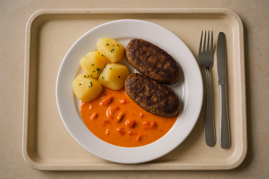 2 Bifteki mit Paprikarahmsoße (AI Generated)