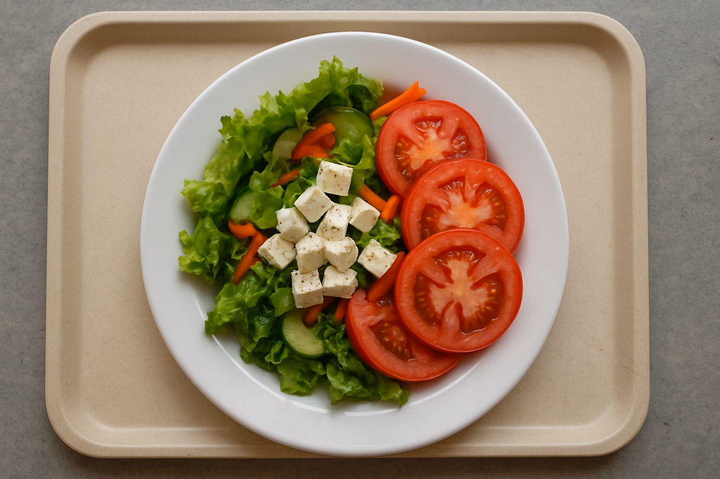 Sommerlicher Salatteller mit Tomate und Fetakäse (AI Generated)