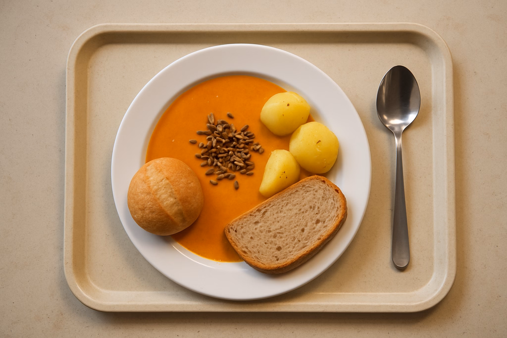 Karottensuppe mit gerösteten Sonnenblumenkernen (AI Generated)