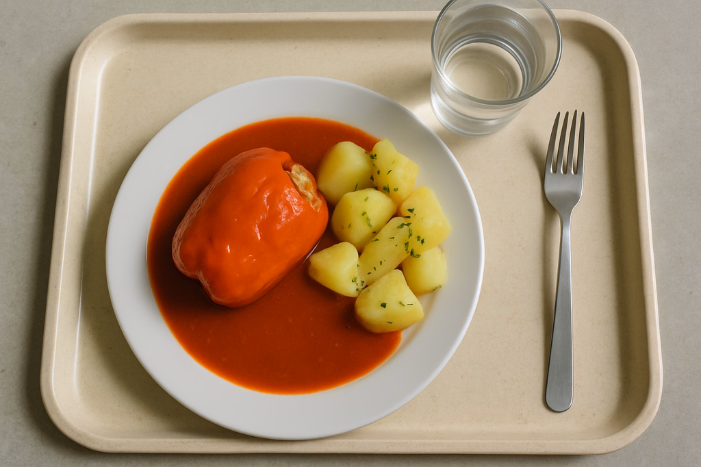 Gefüllte vegane Paprikaschote mit Tomatensoße (AI Generated)