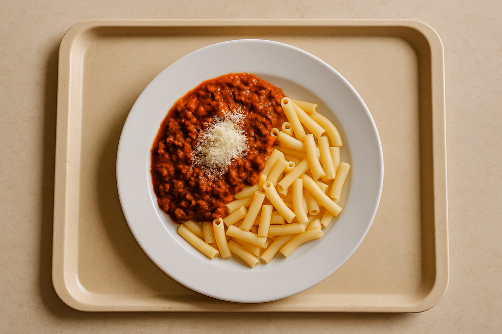 Makkaroni "al Ragout" aus reinem frischen Rinderhack und Grana Padano (AI Generated)