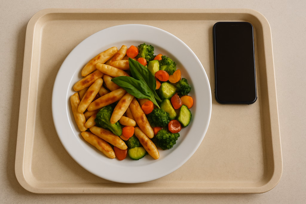 Gebratene Schupfnudeln mit knackigen Gemüse und frischem Bärlauch (AI Generated)