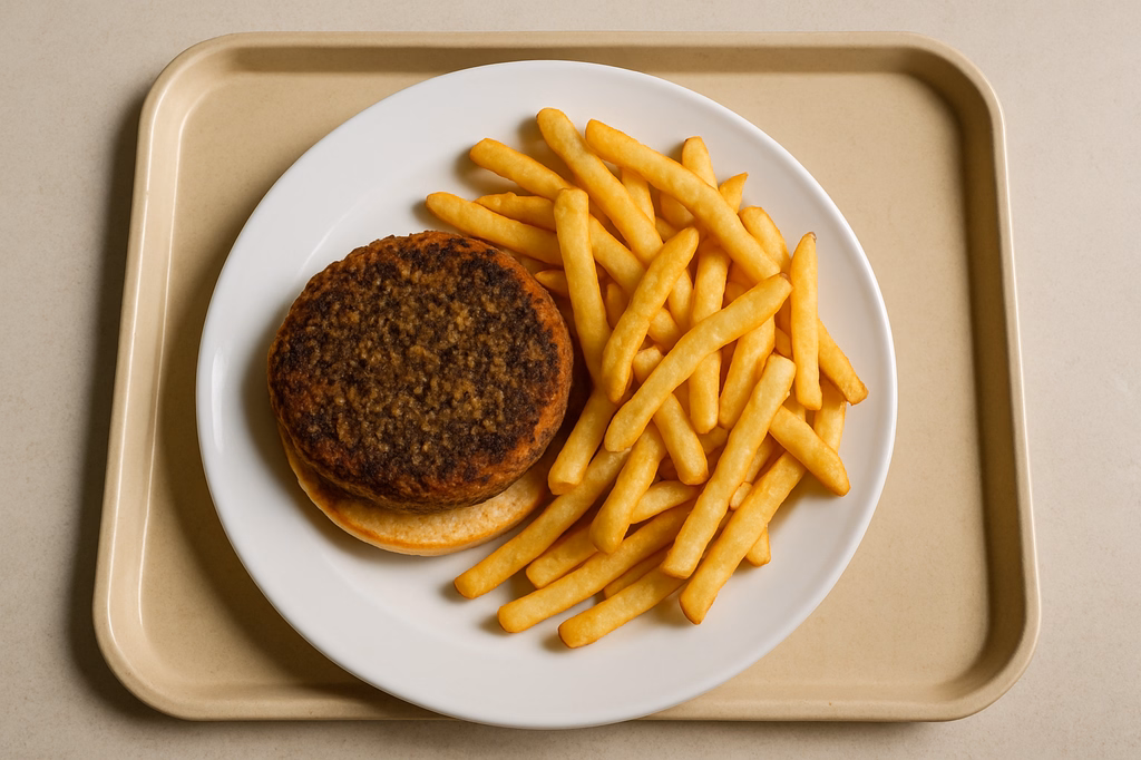 Kürbis Chiasamen "Veggie Burger" Super Crunch Pommes frites (AI Generated)
