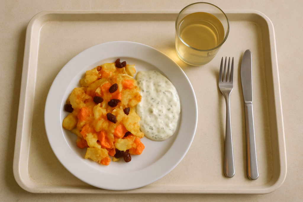 Vital: Kartoffel-Karottengratin mit Kräuterschmand und Rosin (AI Generated)