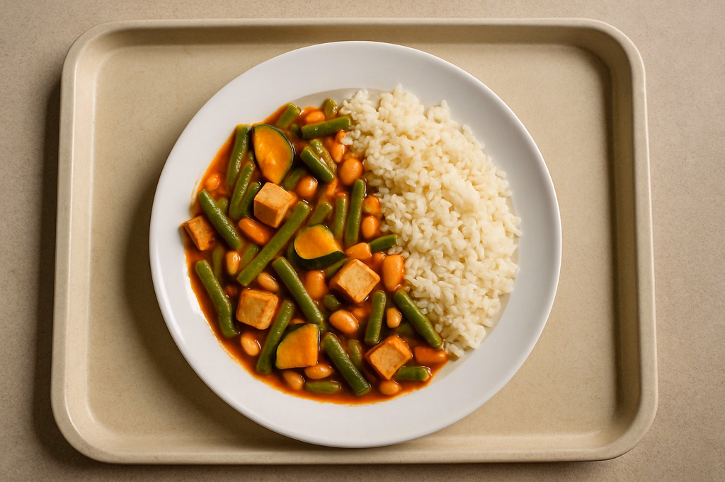 mensaVital: Bohnen - Zucchini - Ragout mit Reis und Tofu (AI Generated)