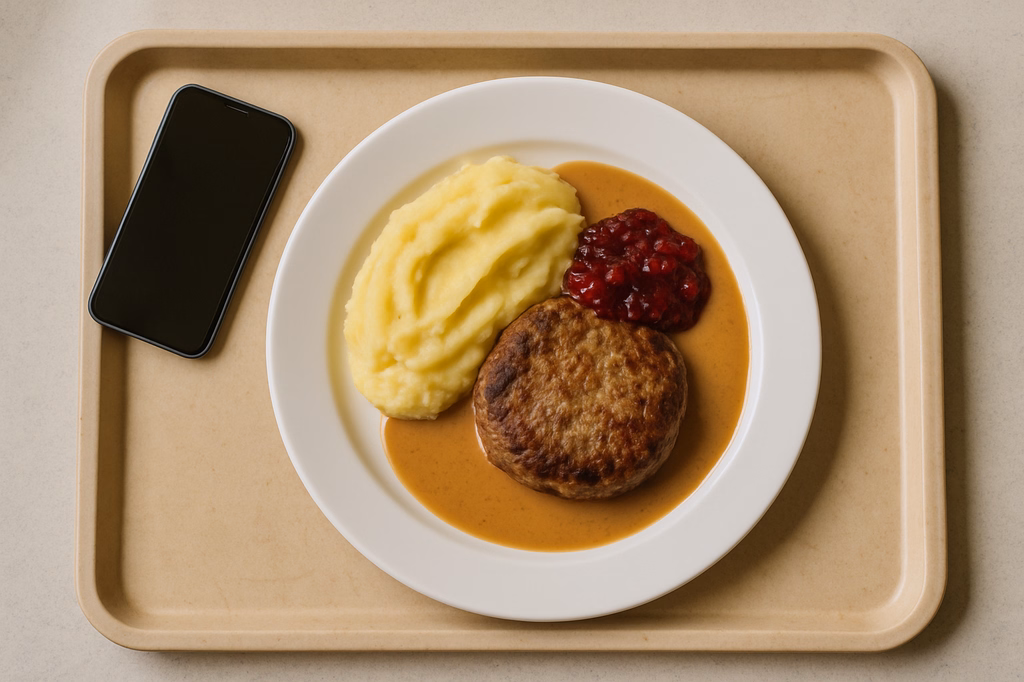 Hacksteak mit Preiselbeeren in Rahmsoße Hausgemachtes Kartoffelpüree (AI Generated)
