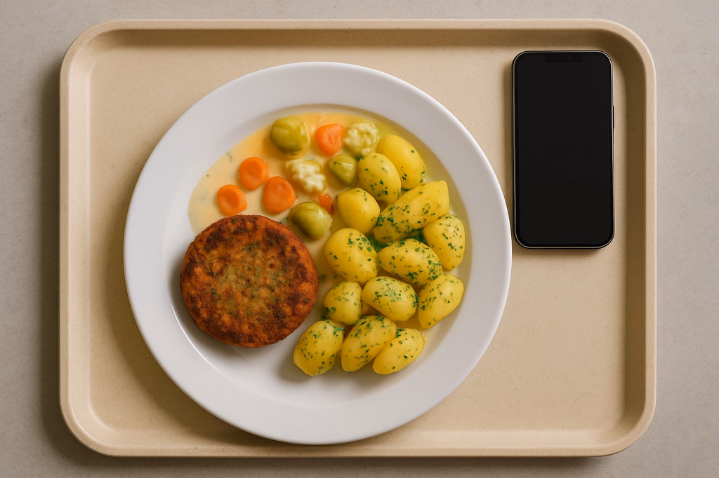 Gemüsefrikadelle mit Kaiserrahmgemüse Gekräuterte Kartoffeln (AI Generated)