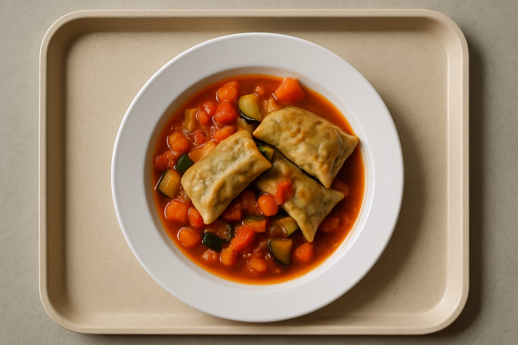 Gemüsemaultaschen mit Tomaten Gemüsesugo (AI Generated)