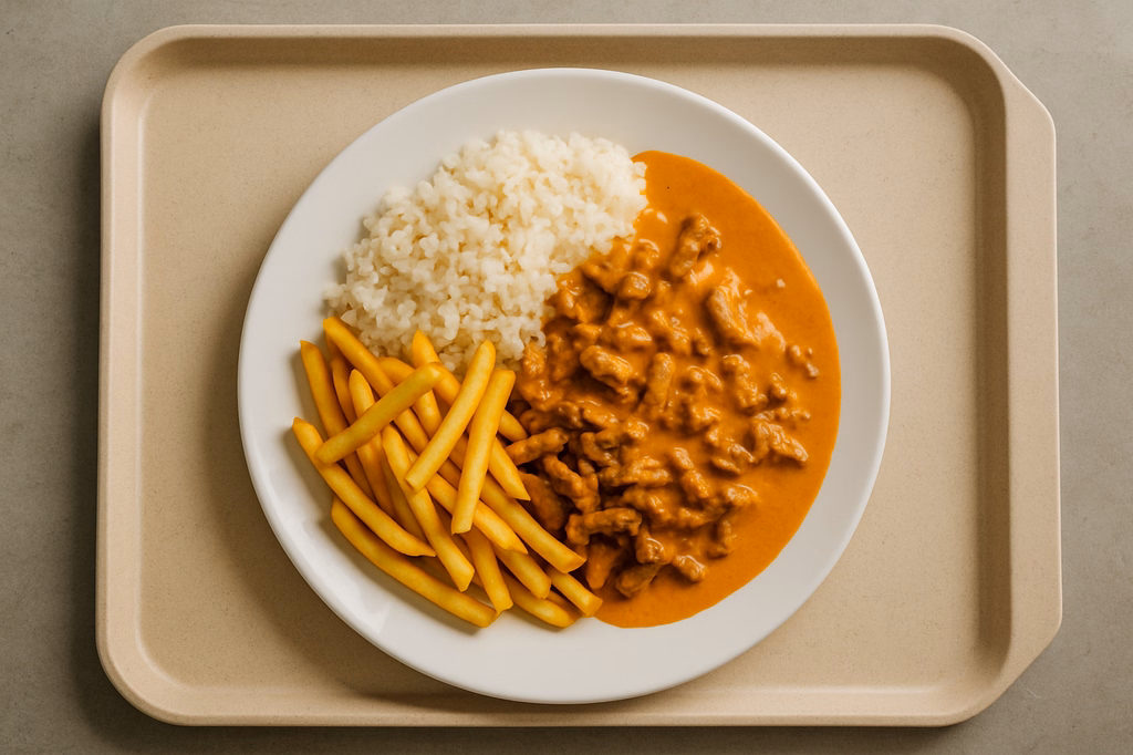 Gyrosgeschnetzeltes in Metaxasoße (AI Generated)