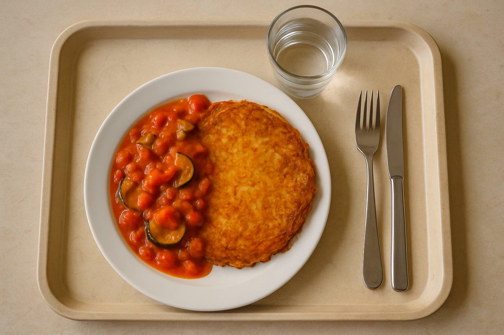 Riesenrösti an Tomaten-Gemüsesoße (AI Generated)